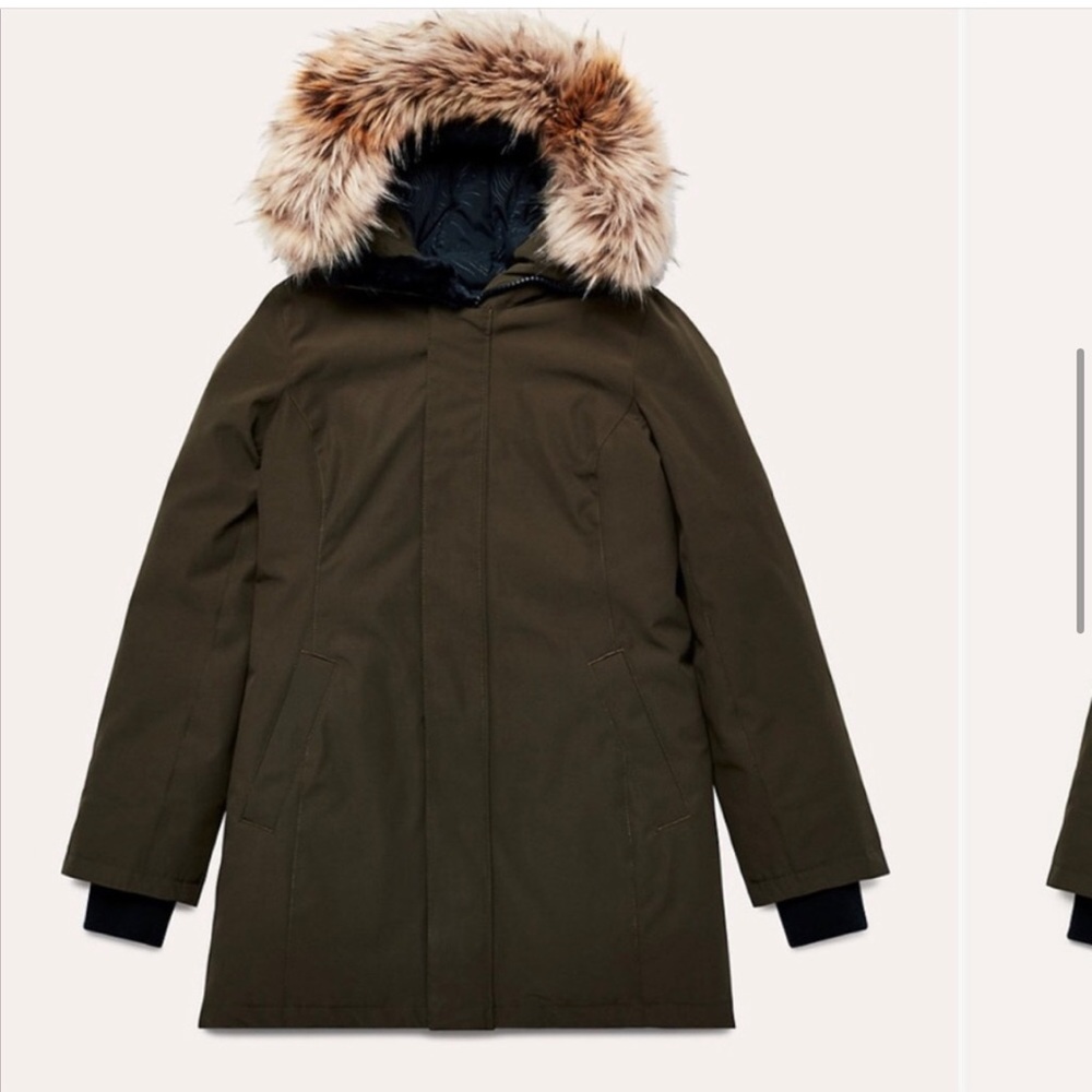 Aritzia TNA Haven Parka Dark Olive Green Coat
